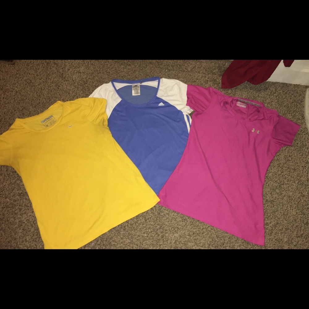 Nike, adidas, and under armor short sleeve shirts